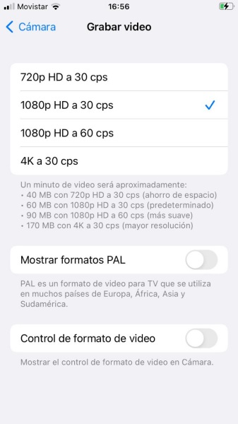 Resoluciones de la cámara de Apple