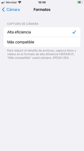 Formatos de la Cámara de Apple