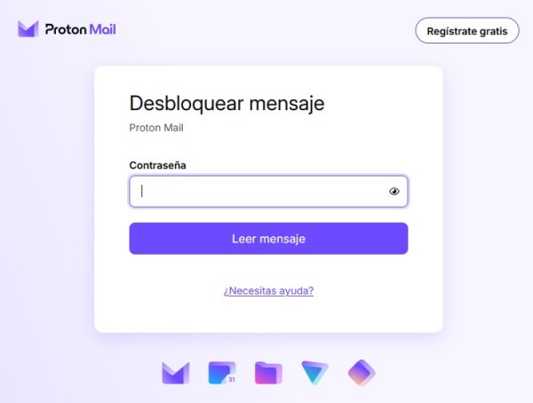 Desbloqueo de correo cifrado con contraseña