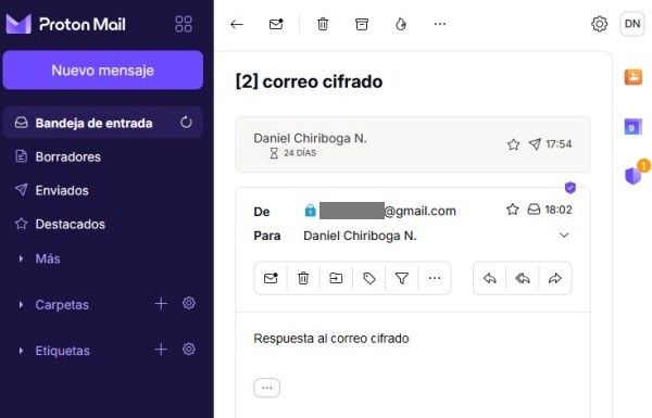 Respuesta al correo cifrado